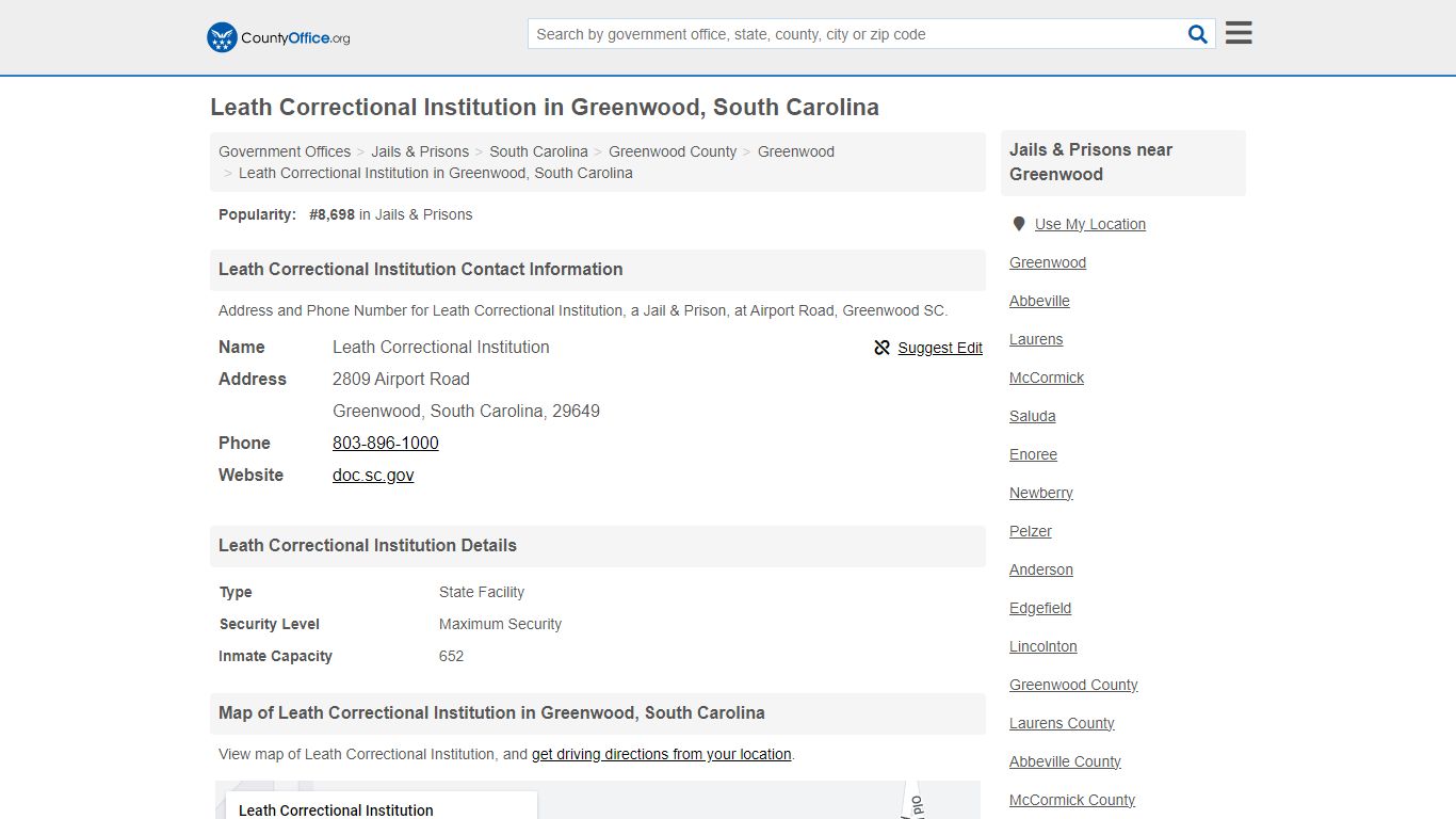 Leath Correctional Institution - Greenwood, SC (Address and Phone)